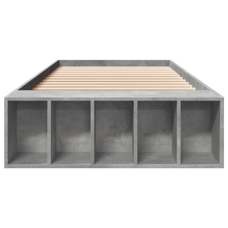 vidaXL betonszürke szerelt fa ágykeret 90 x 200 cm