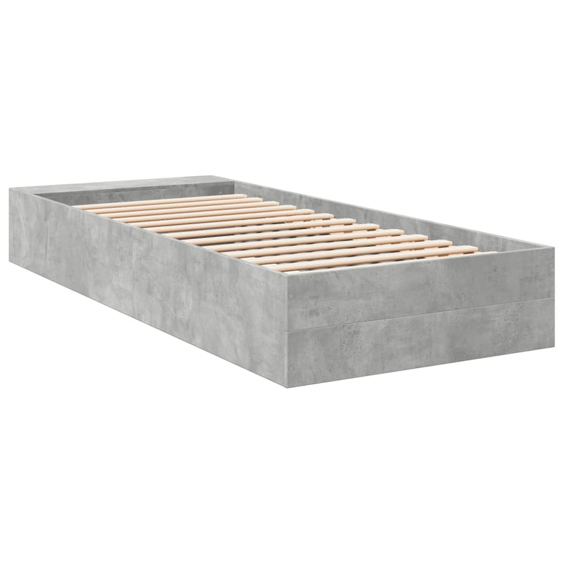 vidaXL betonszürke szerelt fa ágykeret 90 x 200 cm