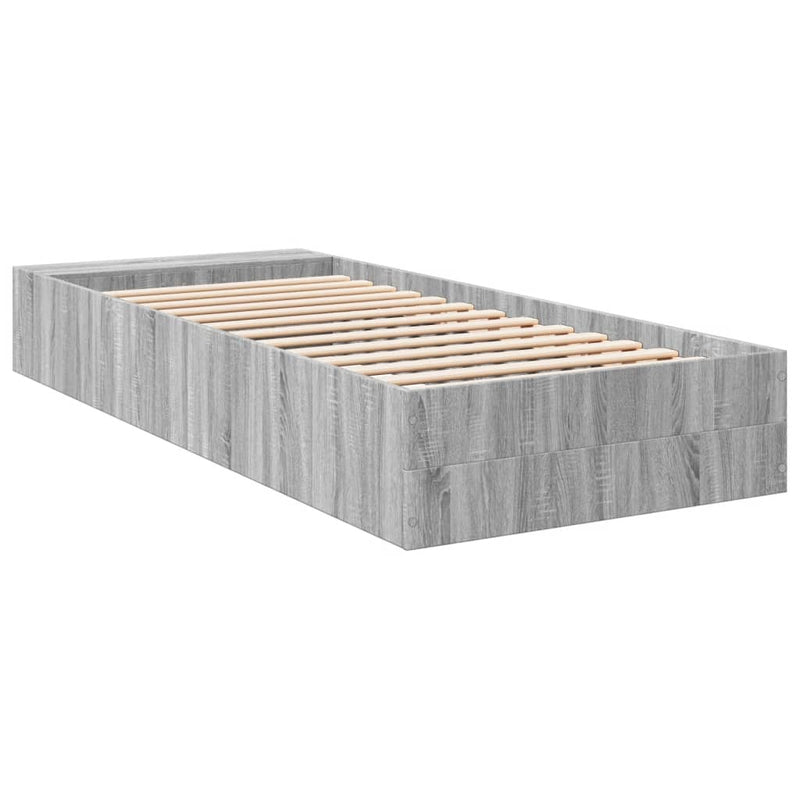 vidaXL sonoma tölgyszínű szerelt fa ágykeret 90 x 200 cm