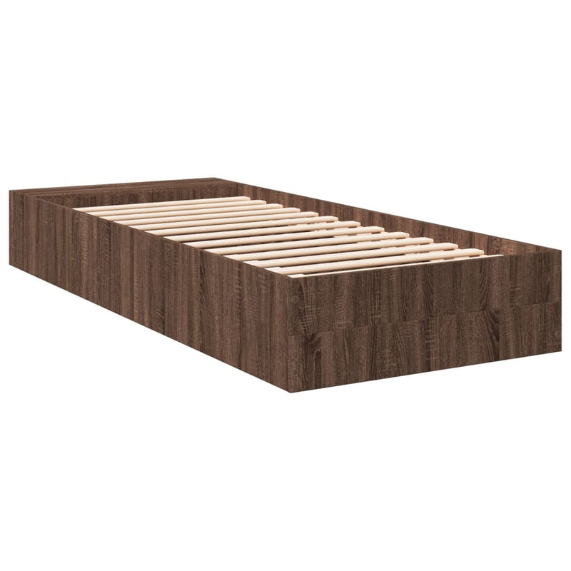 vidaXL barna tölgyszínű szerelt fa ágykeret 90 x 200 cm