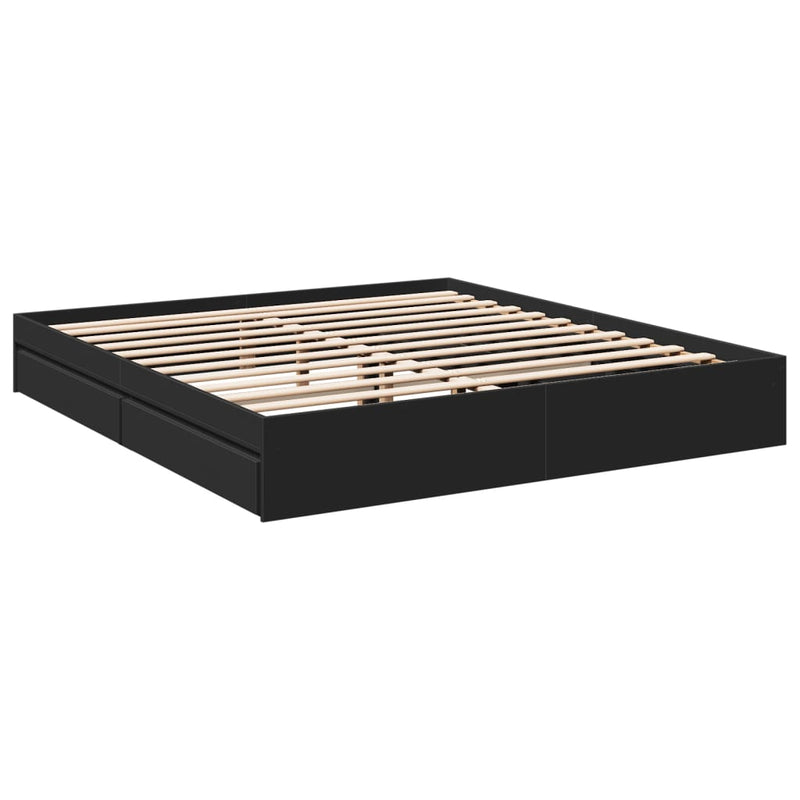 vidaXL fekete szerelt fa ágykeret 200 x 200 cm