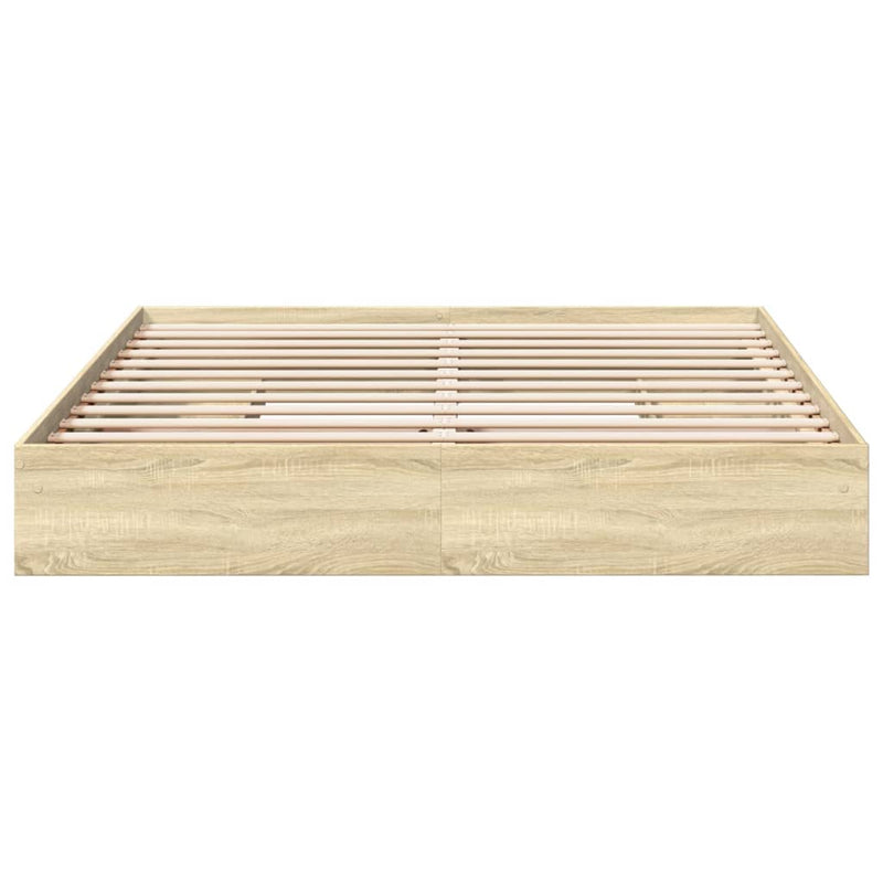 vidaXL sonoma tölgyszínű szerelt fa ágykeret 200 x 200 cm