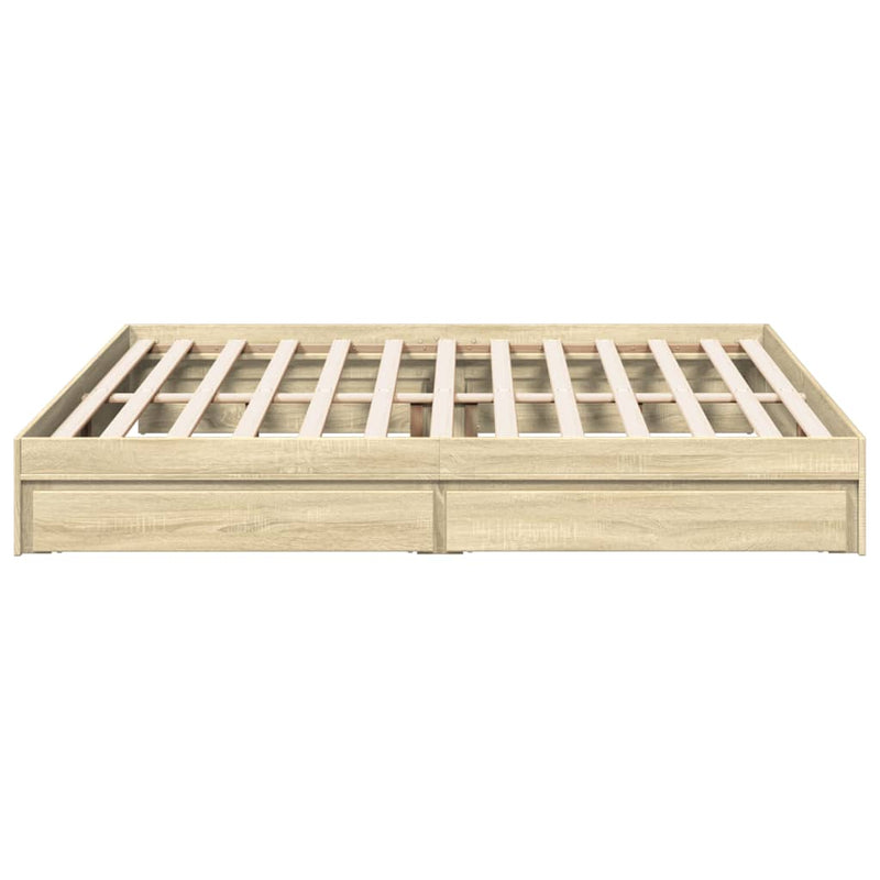 vidaXL sonoma tölgyszínű szerelt fa ágykeret 200 x 200 cm