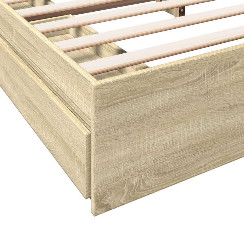 vidaXL sonoma tölgyszínű szerelt fa ágykeret 200 x 200 cm