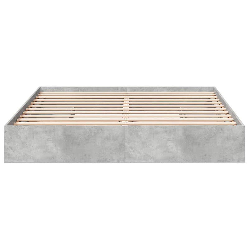 vidaXL betonszürke szerelt fa ágykeret fiókokkal 200 x 200 cm