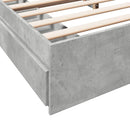 vidaXL betonszürke szerelt fa ágykeret fiókokkal 200 x 200 cm