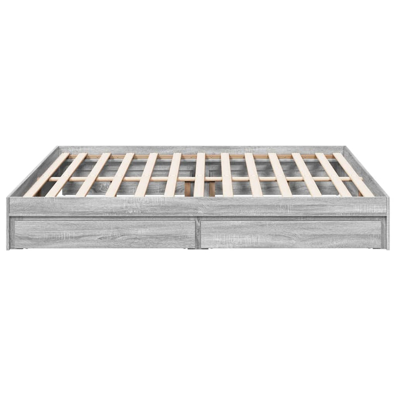 vidaXL sonoma tölgyszínű szerelt fa ágykeret fiókokkal 200 x 200 cm