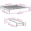 vidaXL sonoma tölgyszínű szerelt fa ágykeret fiókokkal 200 x 200 cm