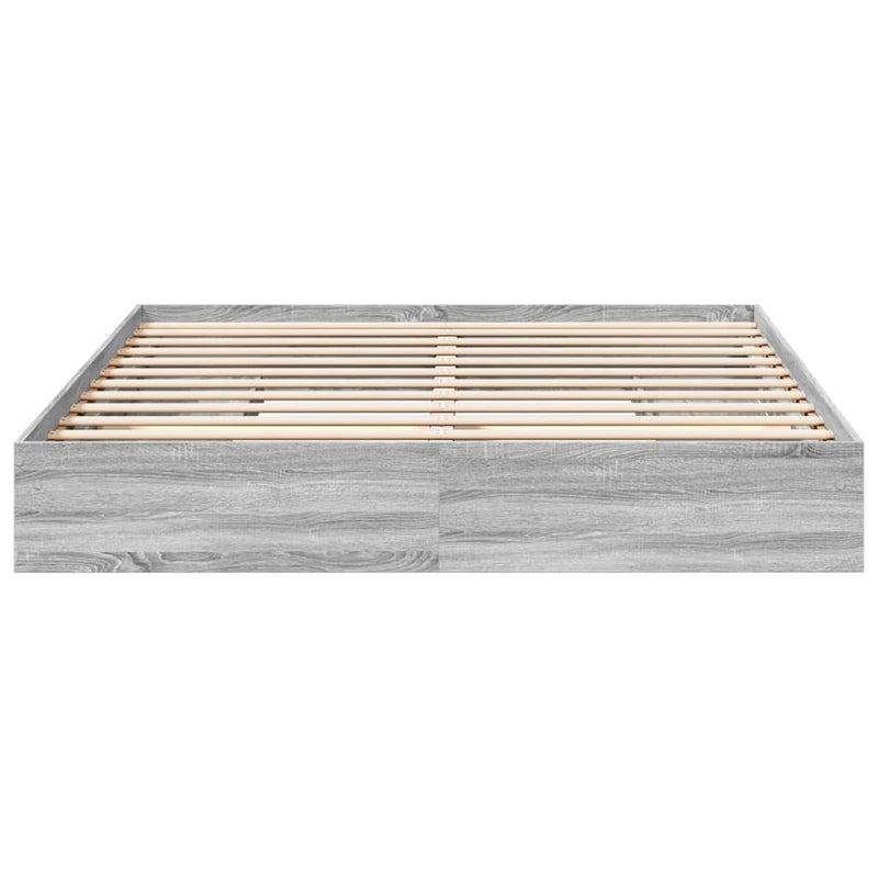 vidaXL szürke sonoma színű szerelt fa ágykeret fiókokkal 180 x 200 cm