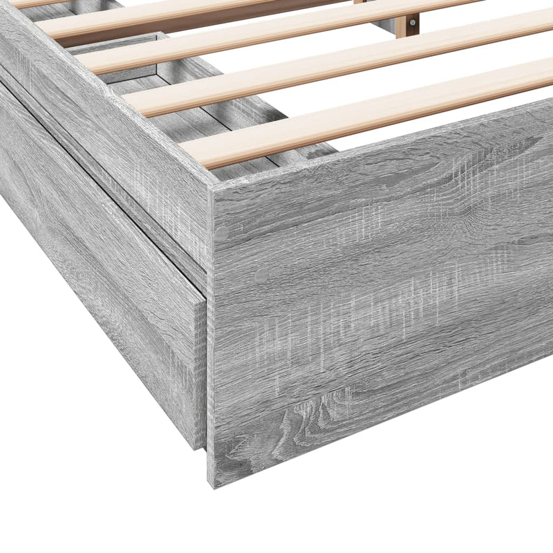 vidaXL szürke sonoma színű szerelt fa ágykeret fiókokkal 180 x 200 cm
