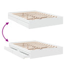 vidaXL fehér szerelt fa ágykeret fiókokkal 160 x 200 cm