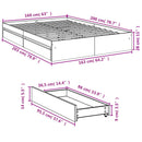 vidaXL füstös tölgy színű szerelt fa ágykeret fiókokkal 160 x 200 cm