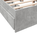 vidaXL betonszürke szerelt fa ágykeret fiókokkal 150 x 200 cm