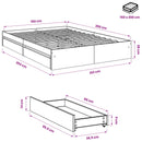 vidaXL betonszürke szerelt fa ágykeret fiókokkal 150 x 200 cm