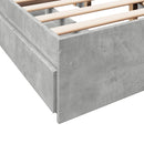 vidaXL betonszürke szerelt fa ágykeret fiókokkal 120 x 200 cm
