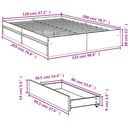 vidaXL betonszürke szerelt fa ágykeret fiókokkal 120 x 200 cm