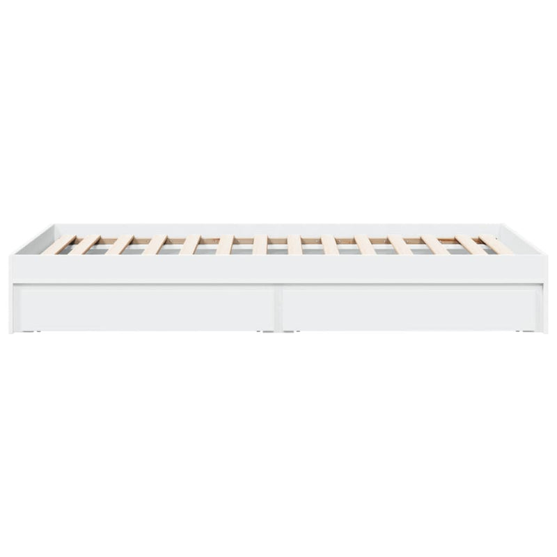 vidaXL fehér szerelt fa ágykeret fiókokkal 100 x 200 cm