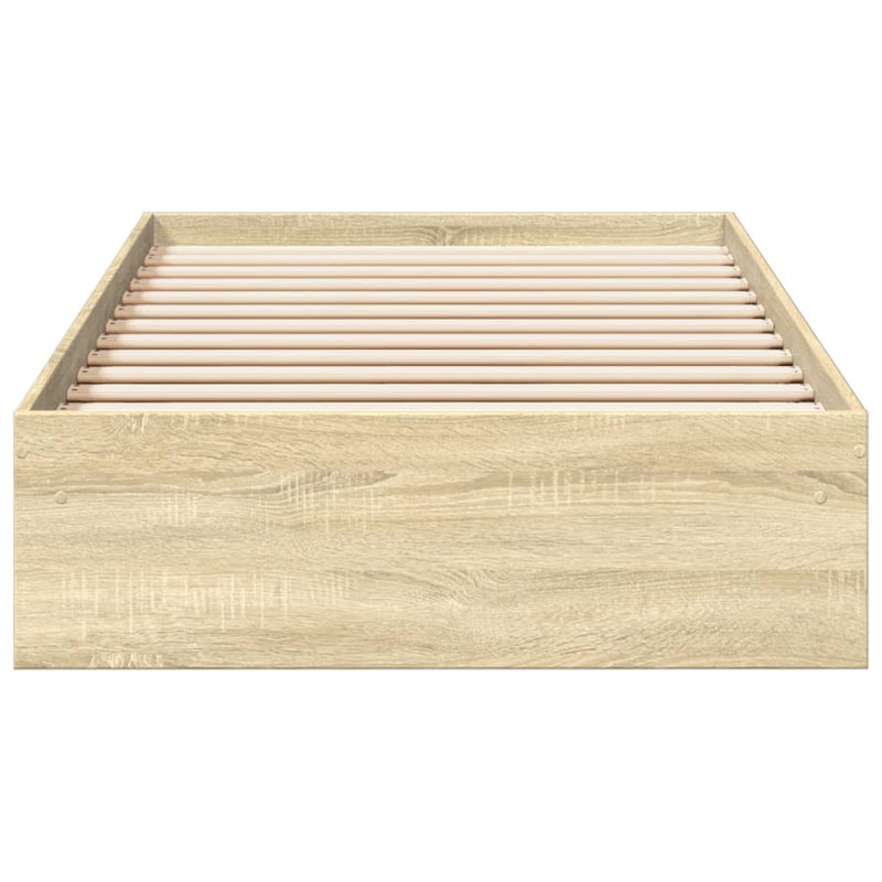 vidaXL sonoma tölgy színű szerelt fa ágykeret fiókokkal 100 x 200 cm