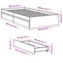 vidaXL sonoma tölgy színű szerelt fa ágykeret fiókokkal 100 x 200 cm