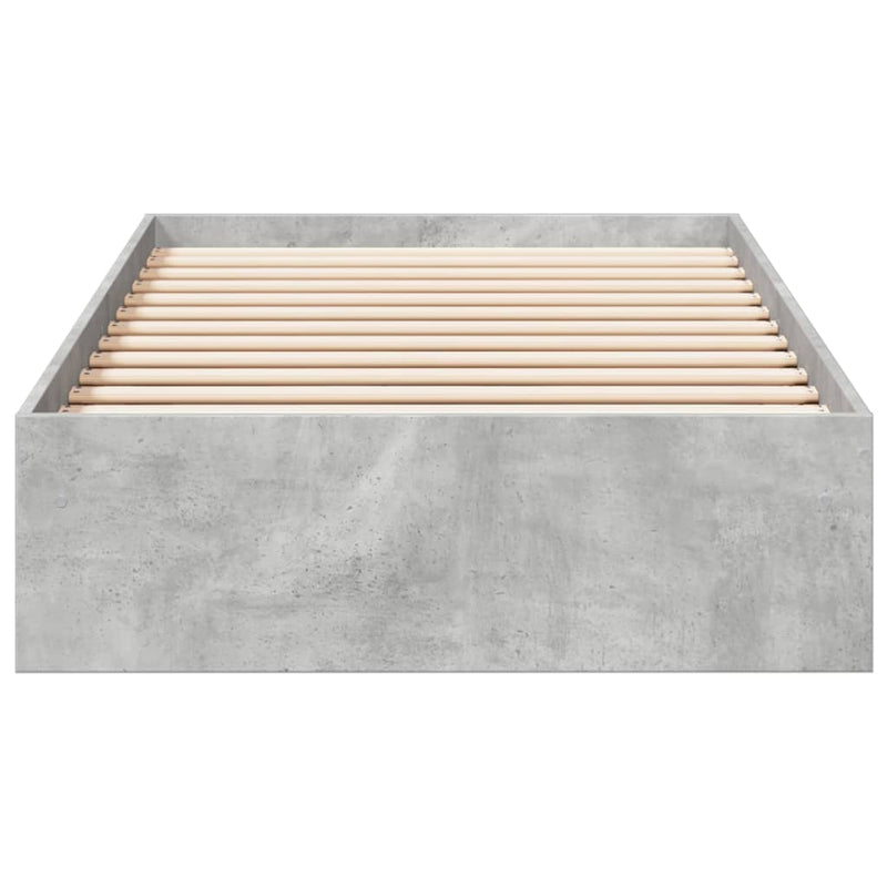 vidaXL betonszürke szerelt fa ágykeret fiókokkal 100 x 200 cm