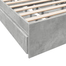 vidaXL betonszürke szerelt fa ágykeret fiókokkal 100 x 200 cm