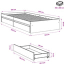 vidaXL betonszürke szerelt fa ágykeret fiókokkal 100 x 200 cm