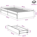 vidaXL füstös tölgy színű szerelt fa ágykeret fiókokkal 90 x 200 cm