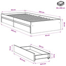 vidaXL füstös tölgy színű szerelt fa ágykeret fiókokkal 90 x 200 cm
