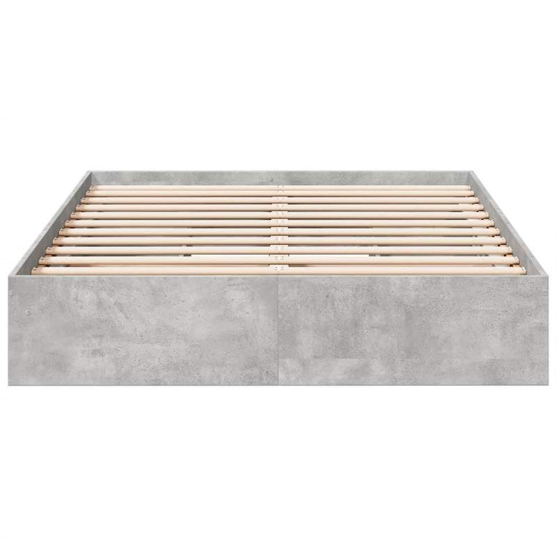 vidaXL betonszürke szerelt fa ágykeret fiókokkal 140 x 190 cm