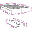 vidaXL sonoma tölgy színű szerelt fa ágykeret fiókokkal 135 x 190 cm