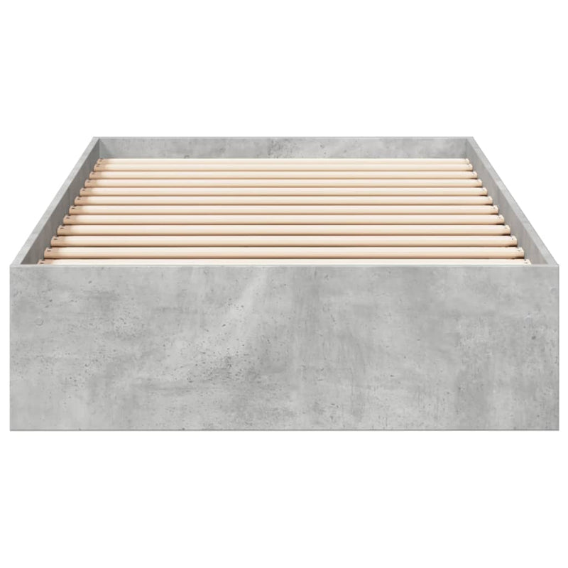 vidaXL betonszürke szerelt fa ágykeret fiókokkal 90 x 190 cm