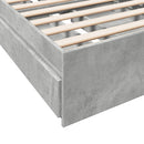 vidaXL betonszürke szerelt fa ágykeret fiókokkal 90 x 190 cm