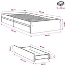 vidaXL betonszürke szerelt fa ágykeret fiókokkal 90 x 190 cm