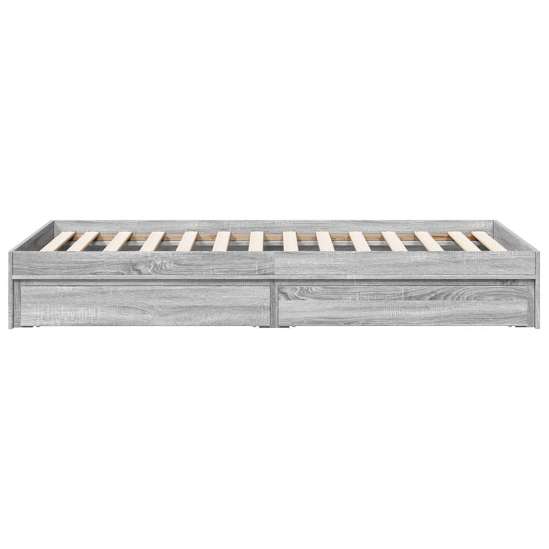 vidaXL szürke sonoma színű szerelt fa ágykeret fiókokkal 90 x 190 cm
