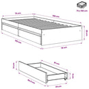 vidaXL fekete szerelt fa ágykeret fiókokkal 75x190 cm