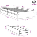 vidaXL fekete szerelt fa ágykeret fiókokkal 75x190 cm