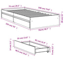 vidaXL szürke sonoma színű szerelt fa ágykeret fiókokkal 75x190 cm