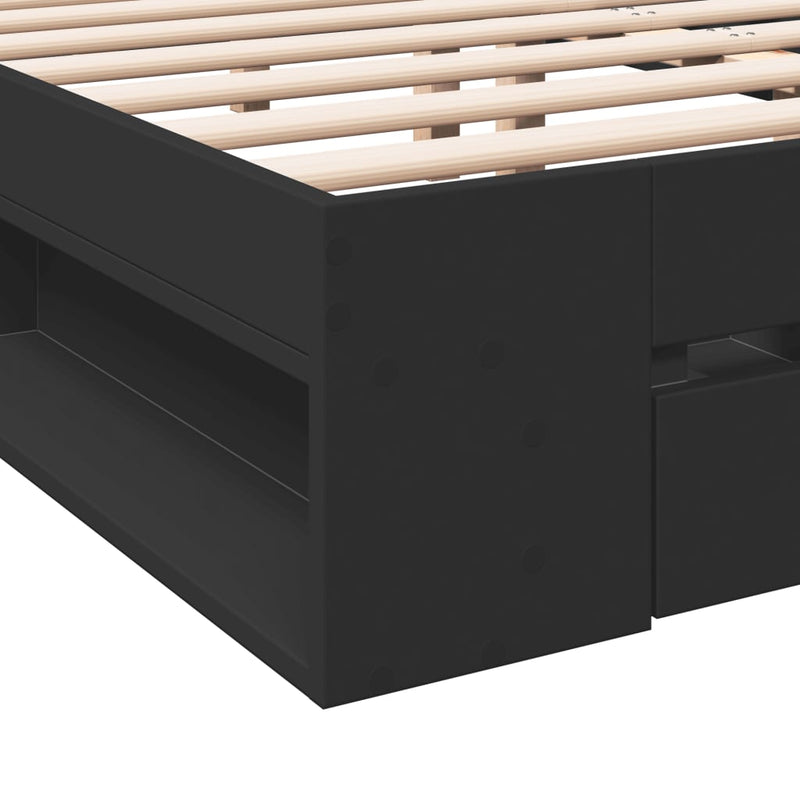 vidaXL fekete szerelt fa ágykeret 200 x 200 cm
