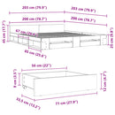 vidaXL betonszürke szerelt fa ágykeret fiókokkal 200 x 200 cm
