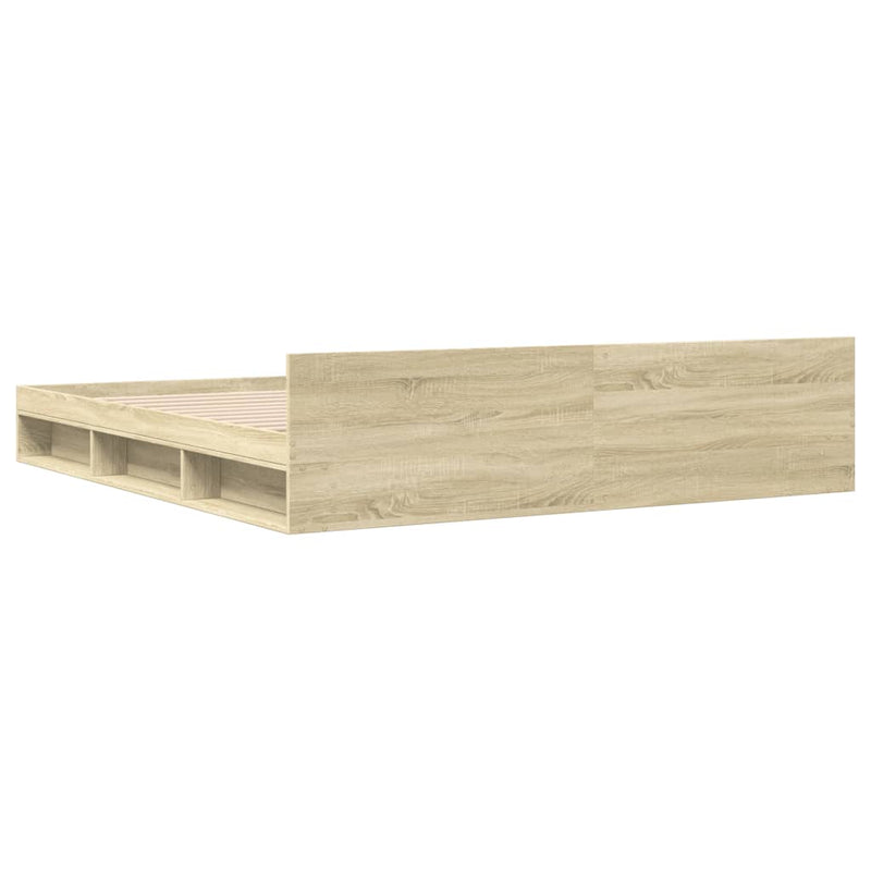 vidaXL sonoma tölgy színű szerelt fa ágykeret fiókokkal 180 x 200 cm