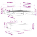vidaXL sonoma tölgy színű szerelt fa ágykeret fiókokkal 180 x 200 cm