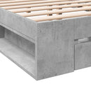 vidaXL betonszürke szerelt fa ágykeret fiókokkal 160 x 200 cm