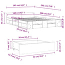 vidaXL betonszürke szerelt fa ágykeret fiókokkal 160 x 200 cm