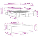 vidaXL szürke sonoma színű szerelt fa ágykeret fiókokkal 160 x 200 cm