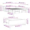 vidaXL füstös tölgy színű szerelt fa ágykeret fiókokkal 150x200 cm