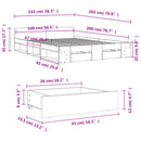 vidaXL füstös tölgy színű szerelt fa ágykeret fiókokkal 140x200 cm