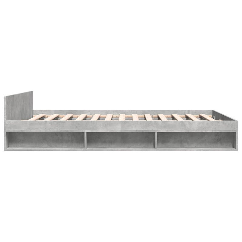 vidaXL betonszürke szerelt fa ágykeret fiókokkal 120 x 200 cm