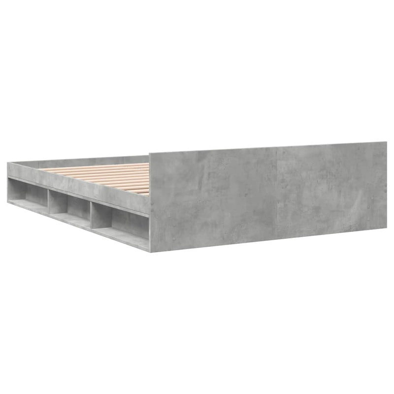 vidaXL betonszürke szerelt fa ágykeret fiókokkal 120 x 200 cm