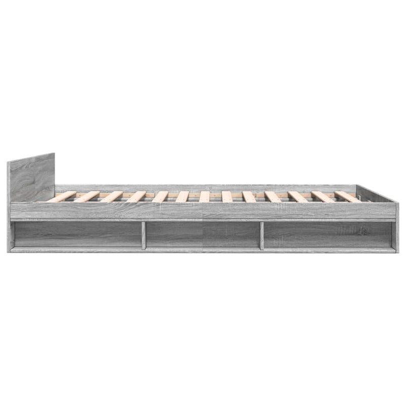 vidaXL szürke sonoma színű szerelt fa ágykeret fiókokkal 120 x 200 cm