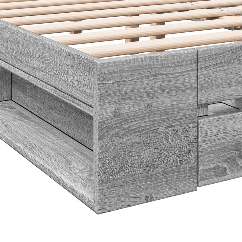 vidaXL szürke sonoma színű szerelt fa ágykeret fiókokkal 120 x 200 cm